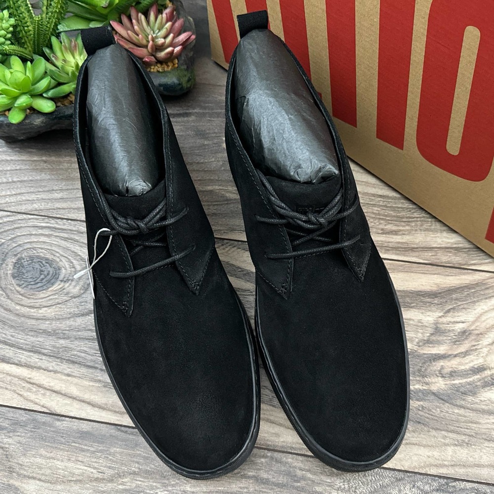 NIB FitFlop Zackery 10 43 Black Suede Lace Up Desert Boots - Picture 2 of 12